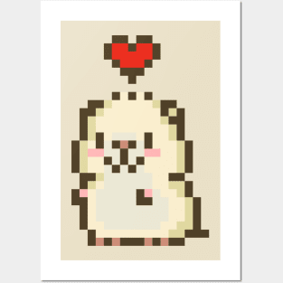 I Love My Cute and Cuddly Pixel Art Hamster Posters and Art